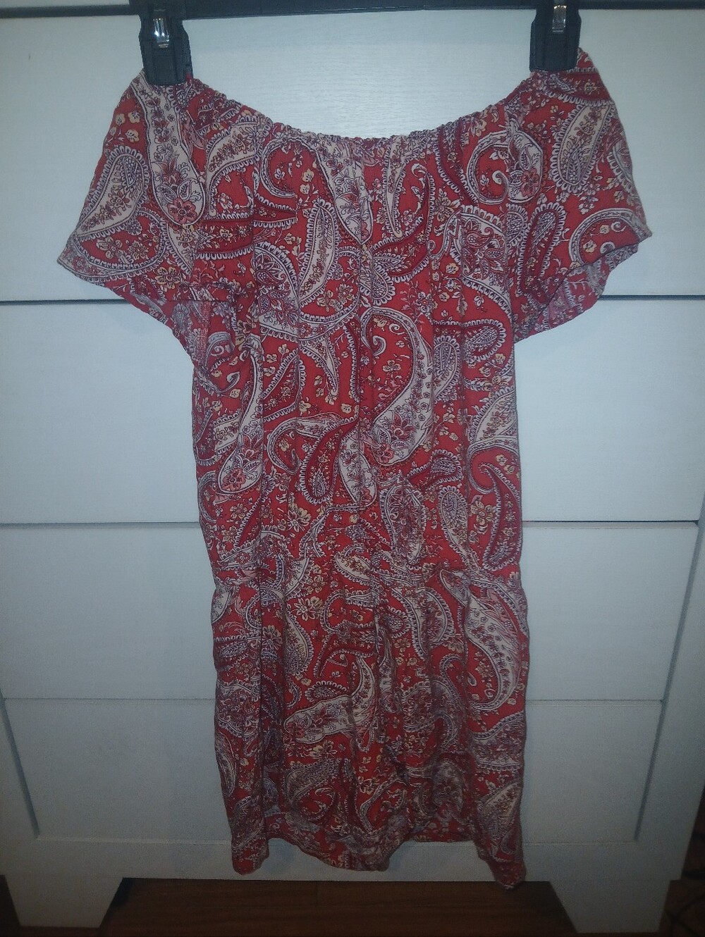 Old Navy Red Paisley Off-Shoulder Dress